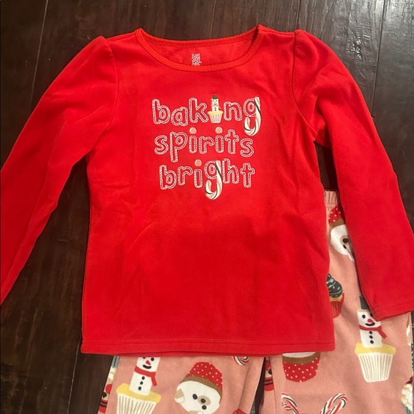 Baking Spirits Bright fleece holiday pajamas Carter's girls 7 Christmas pjs - Picture 2 of 8